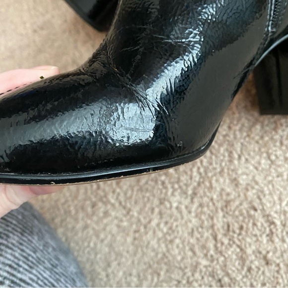 Clarks Chantelle Stone Patent Boots Black Ankle Booties Size 7.5 - Picture 10 of 11